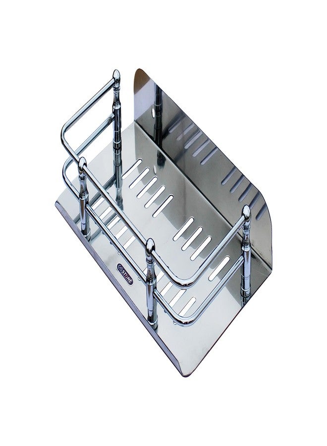 ستون رف متعدد الأغراض من الفولاذ المقاوم للصدأ من ستون للحمام والمطبخ / أرفف / منظم / رف / ملحقات الحمام - يُثبت على الحائط (9 × 5 بوصات) - Image 1